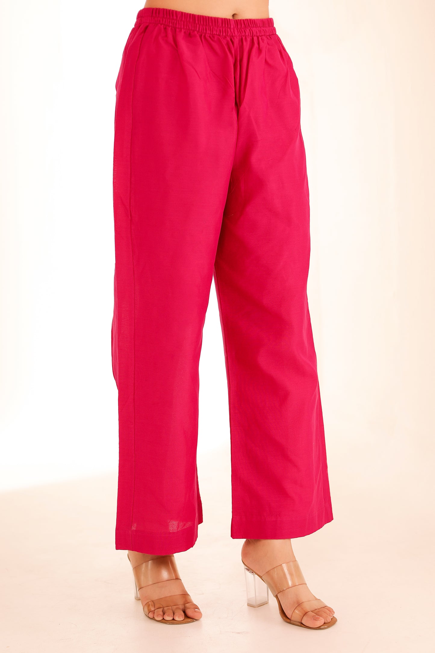 Fuchsia Silk Handembroidered Kaftan Set