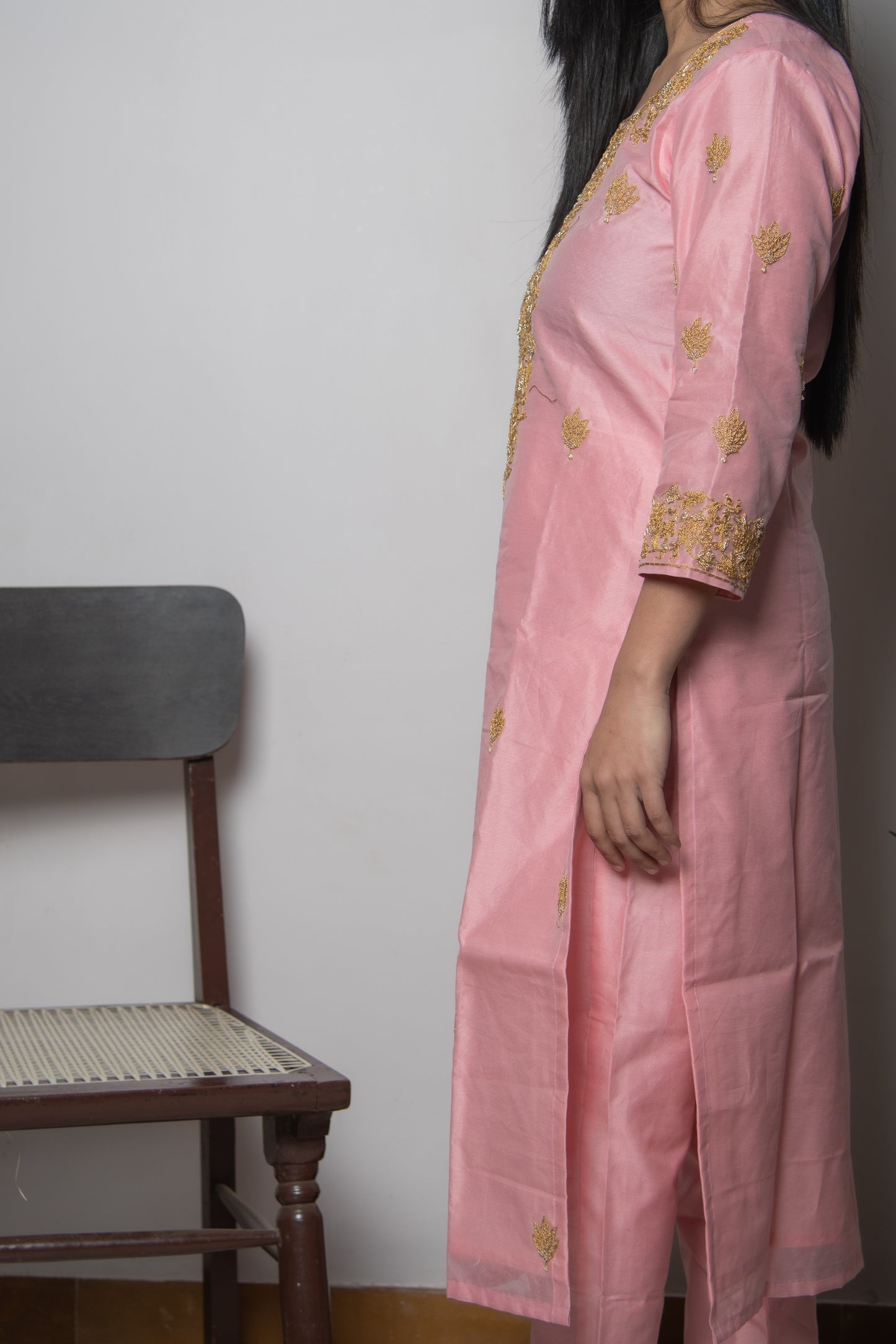 Blush Pink Chanderi Silk Suit