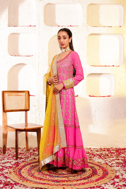 Fuchsia Handembroidered Anarkali Set