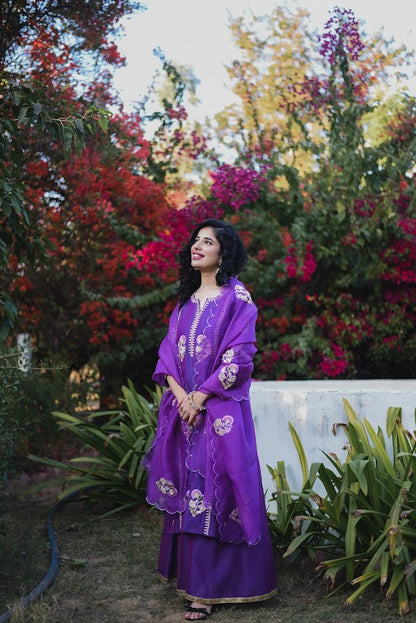 Purple Flower Handwork Suit