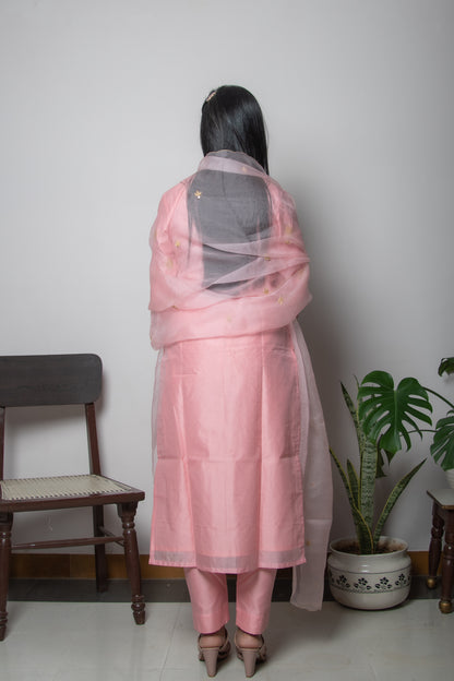 Blush Pink Chanderi Silk Suit