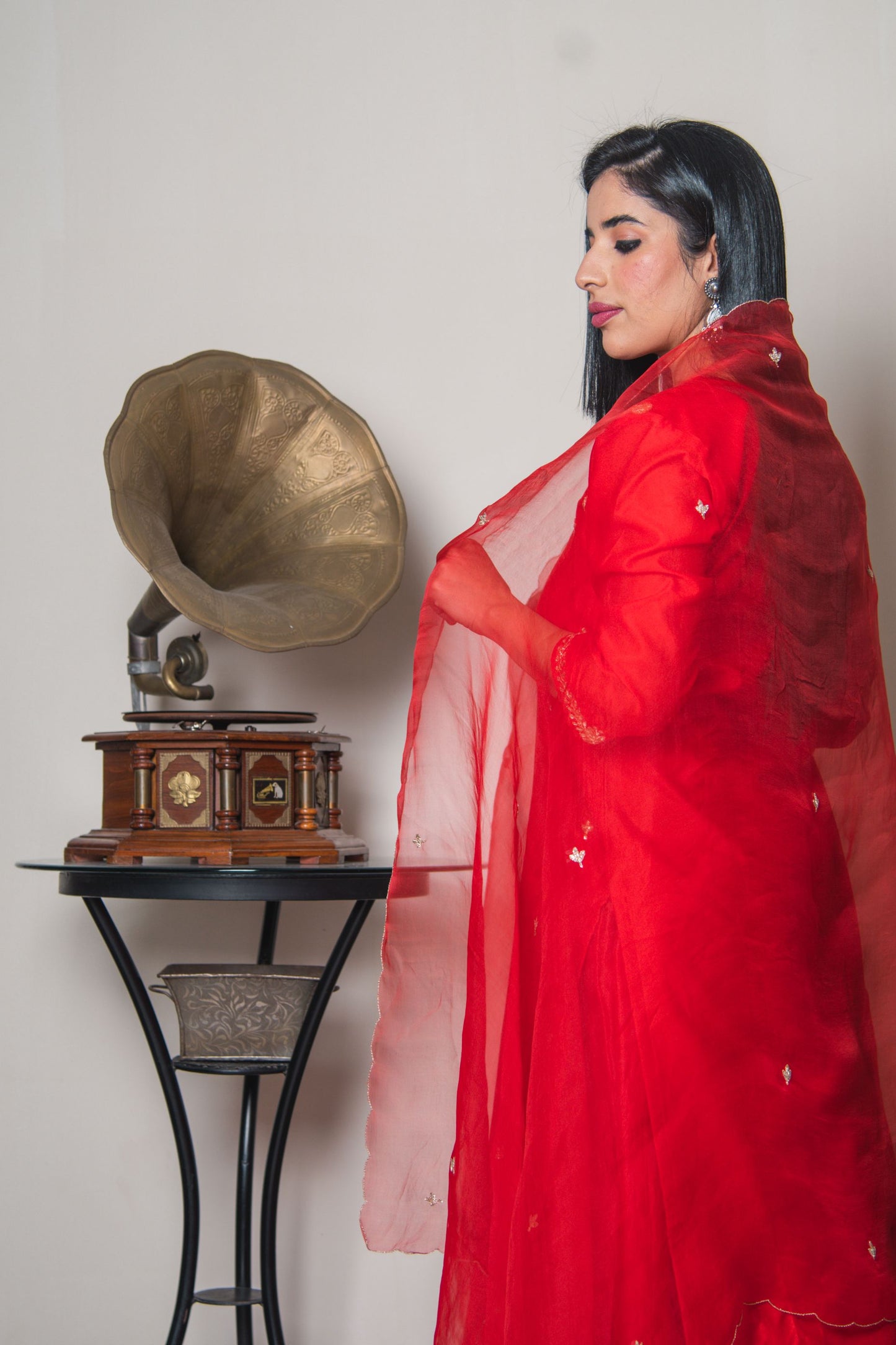 Cherry Red Chanderi Suit
