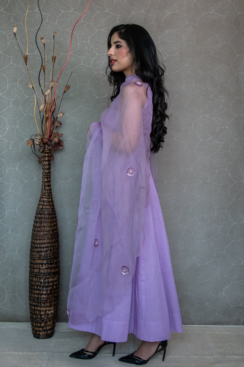 Lilac Cotton Haulter Neck Suit